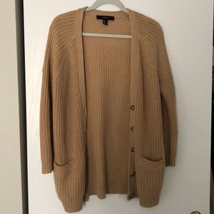 Grandfather style beige cardigan
